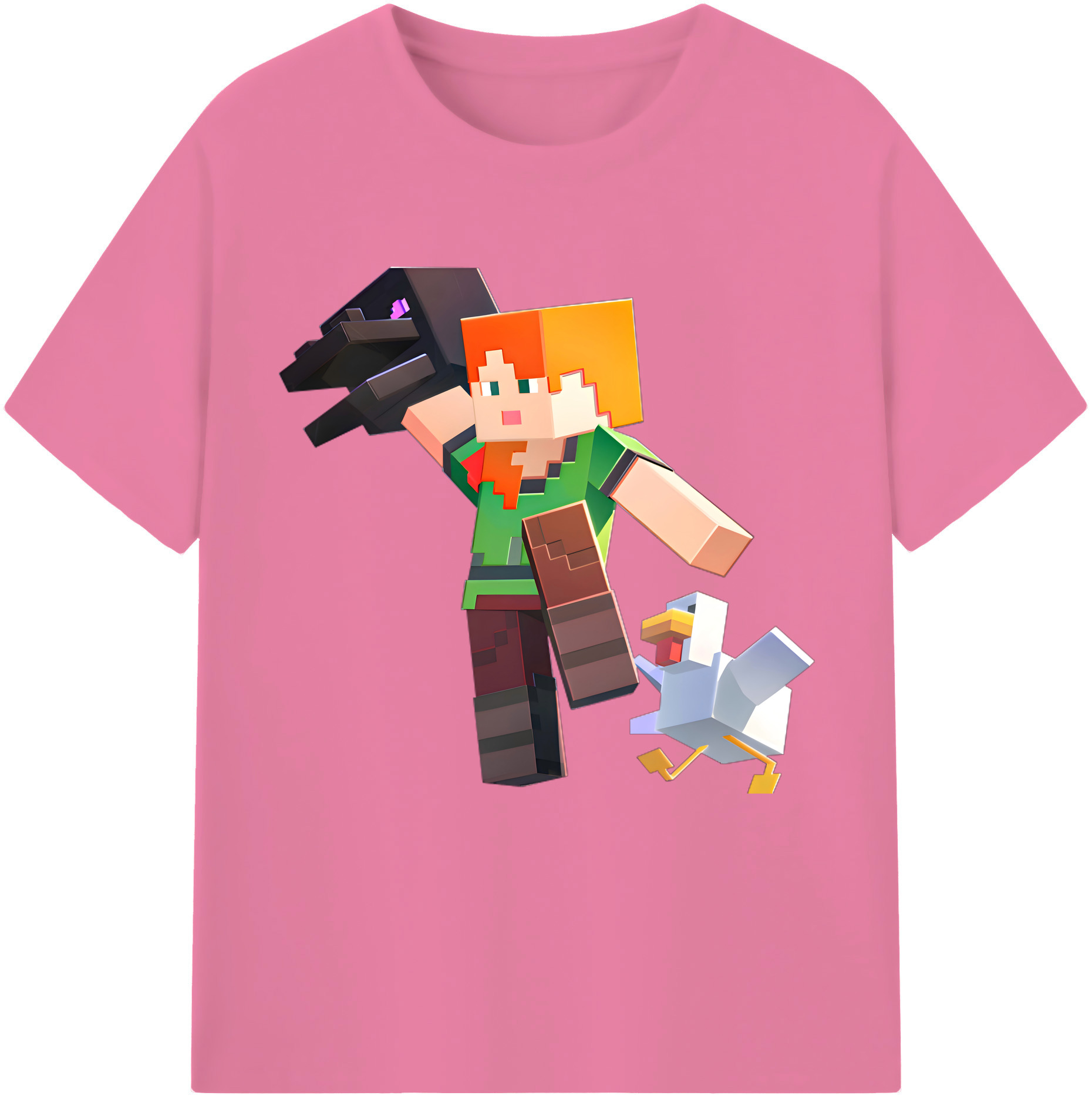 （画像用） マインクラフト ブロックの世界 Minecraft MC Block world 綿100％半袖Tシャツ（フロントプリント）